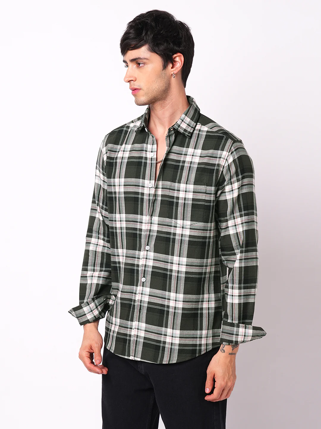 Premium Cotton Evergreen Plaid Checks Opulent Shirt - Image 6