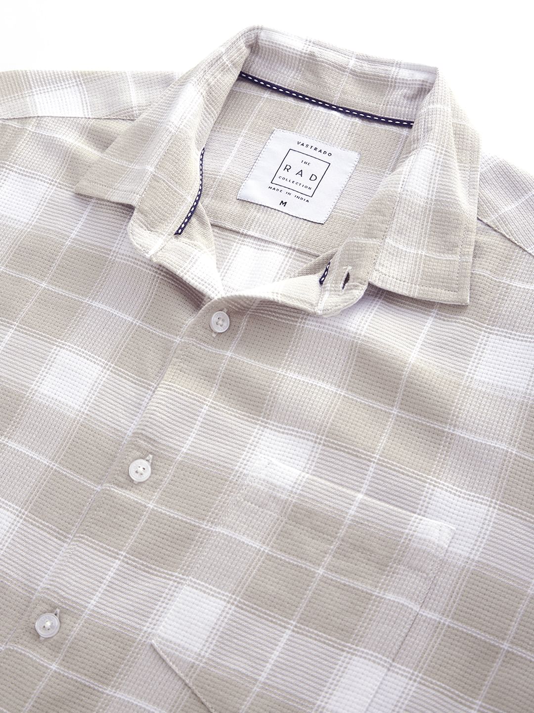 Premium Cotton Greige & White Checkered Shirt - Image 7