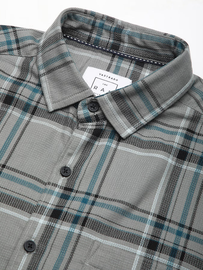 Premium Cotton Grey & Black Tartan Checks Shirt - Image 3