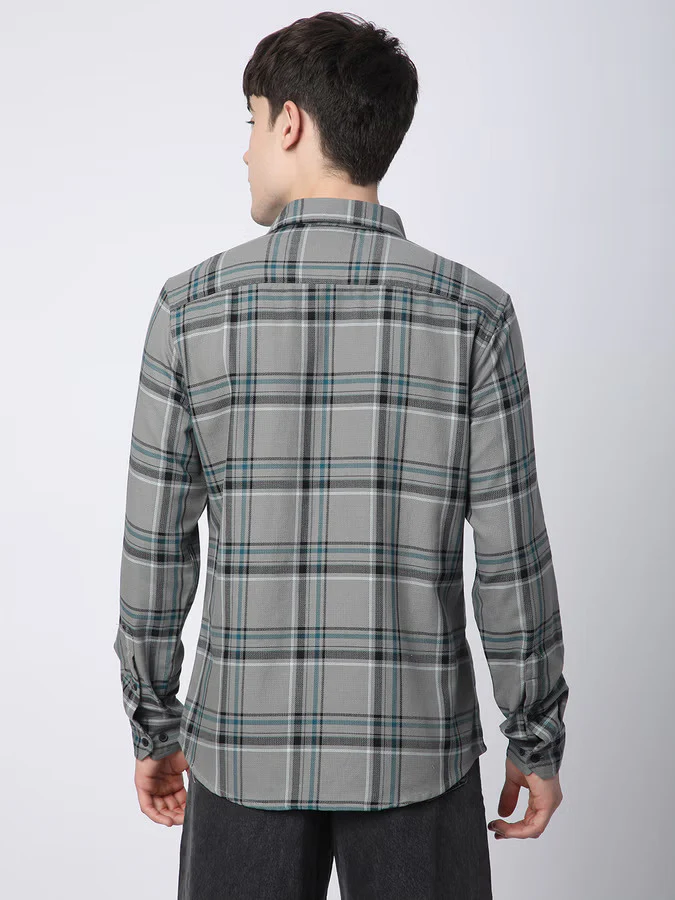 Premium Cotton Grey & Black Tartan Checks Shirt - Image 6