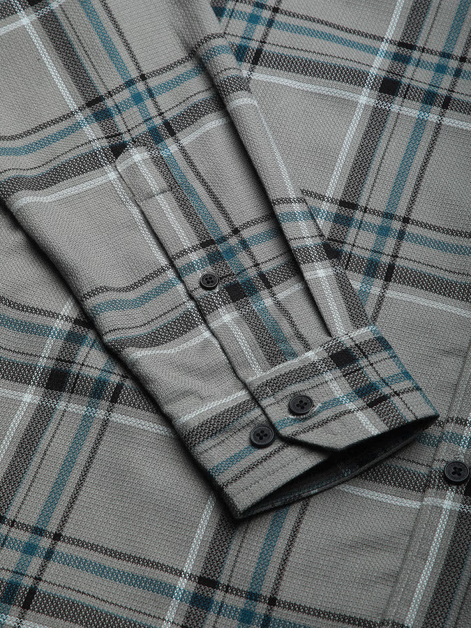 Premium Cotton Grey & Black Tartan Checks Shirt - Image 8