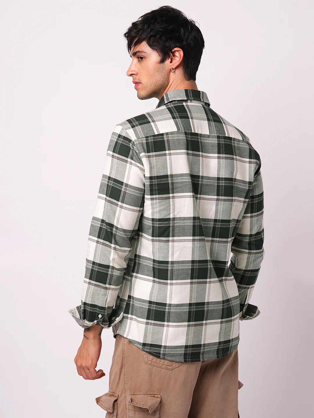 Premium Cotton Ivory Forest Plaid Checks Shirt - Image 6