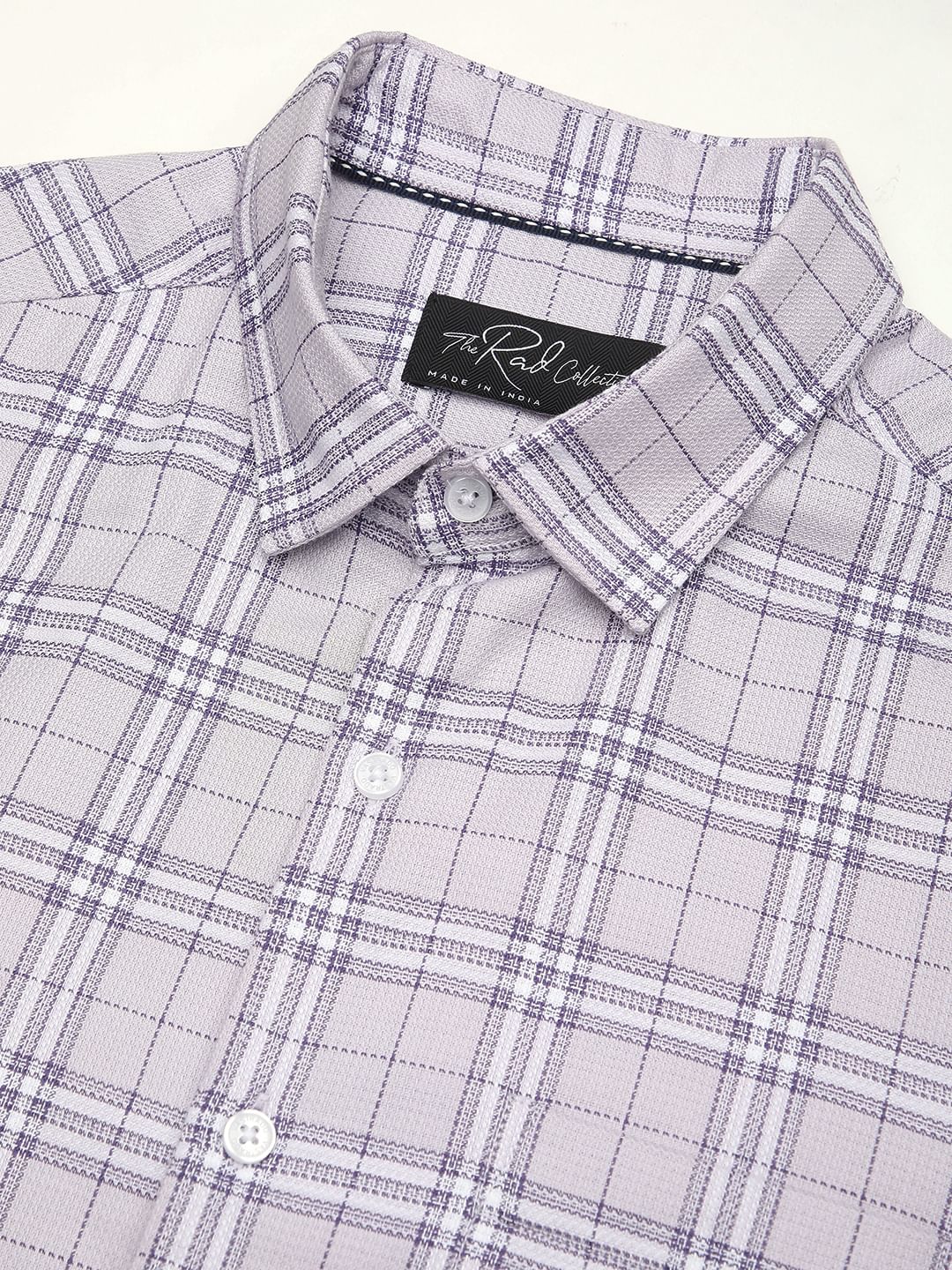 Premium Cotton Lilac & White Tartan Checked Shirt - Image 3