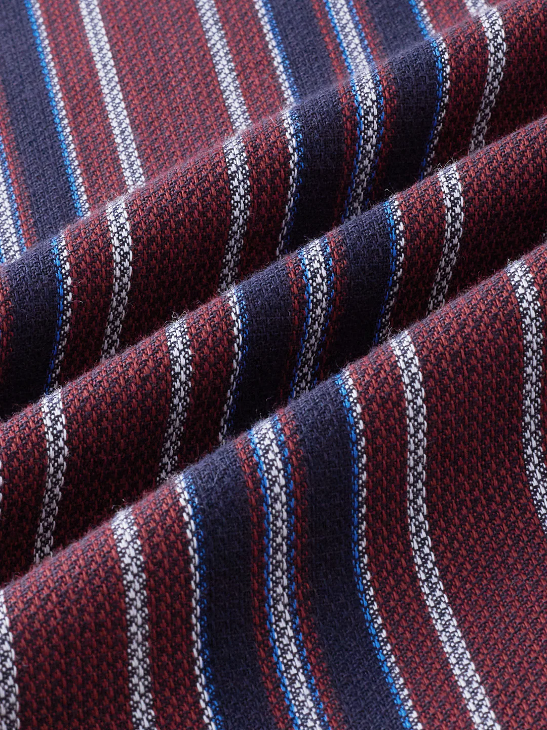 Premium Cotton Maroon & Navy Balanced Striped Shirt - Image 9