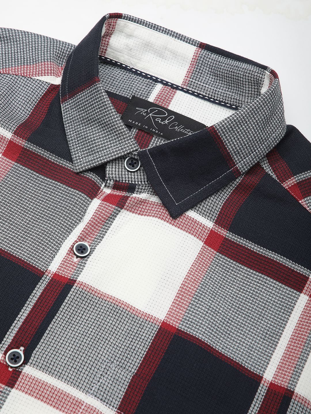 Premium Cotton Navy & White Broad Checks Shirt - Image 3