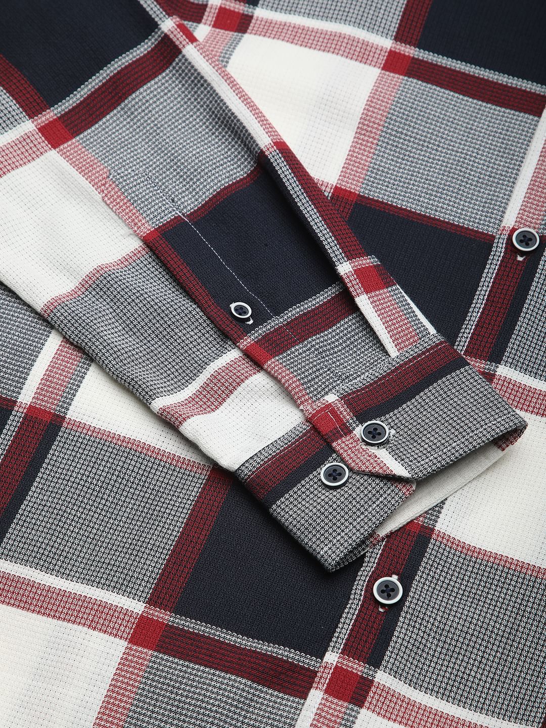 Premium Cotton Navy & White Broad Checks Shirt - Image 9