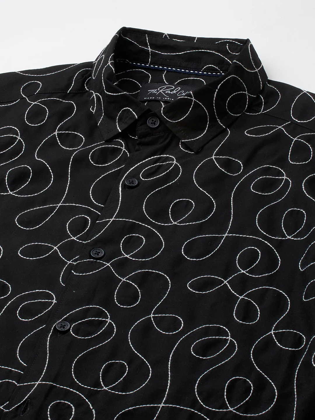 Premium Cotton Onyx Black Embroidered Shirt - Image 3