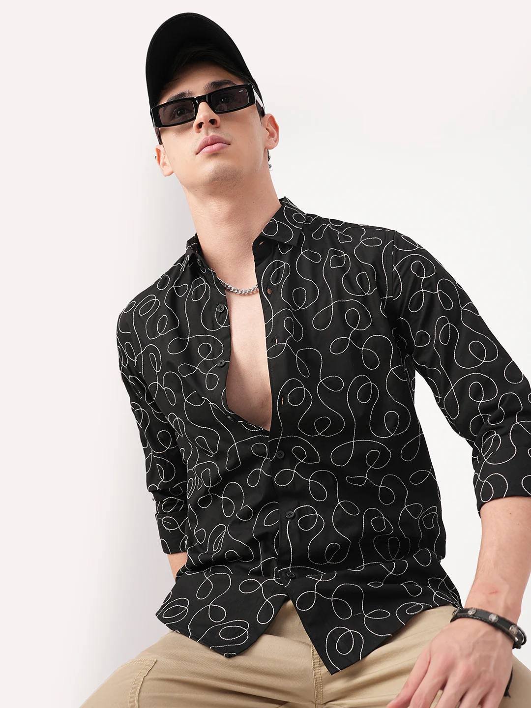 Premium Cotton Onyx Black Embroidered Shirt - Image 4