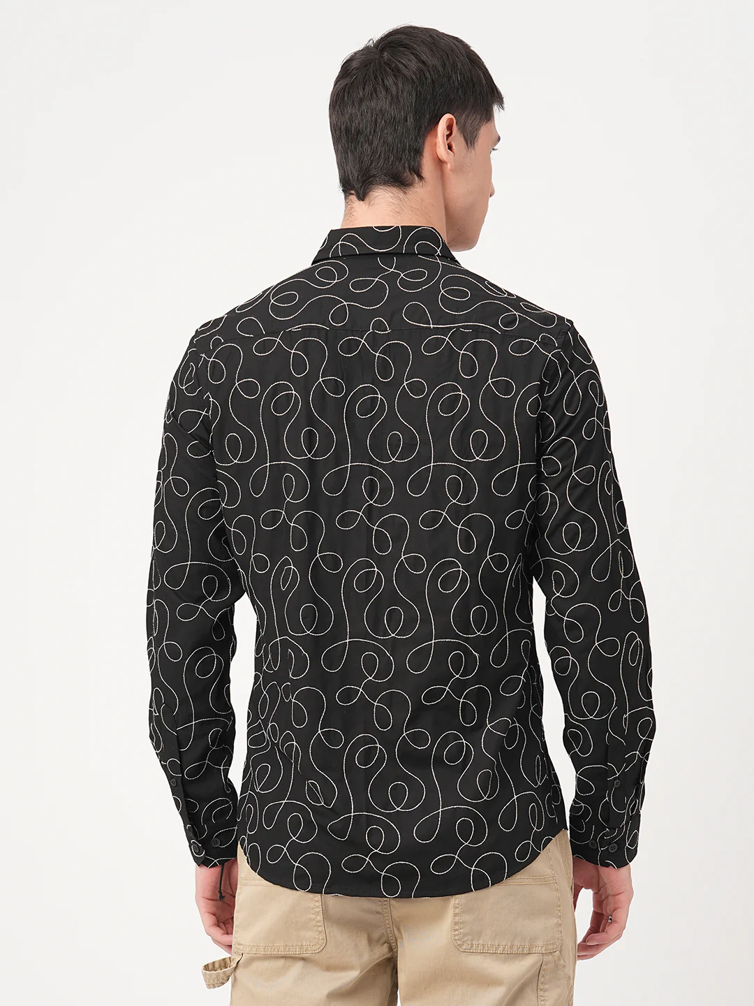 Premium Cotton Onyx Black Embroidered Shirt - Image 7
