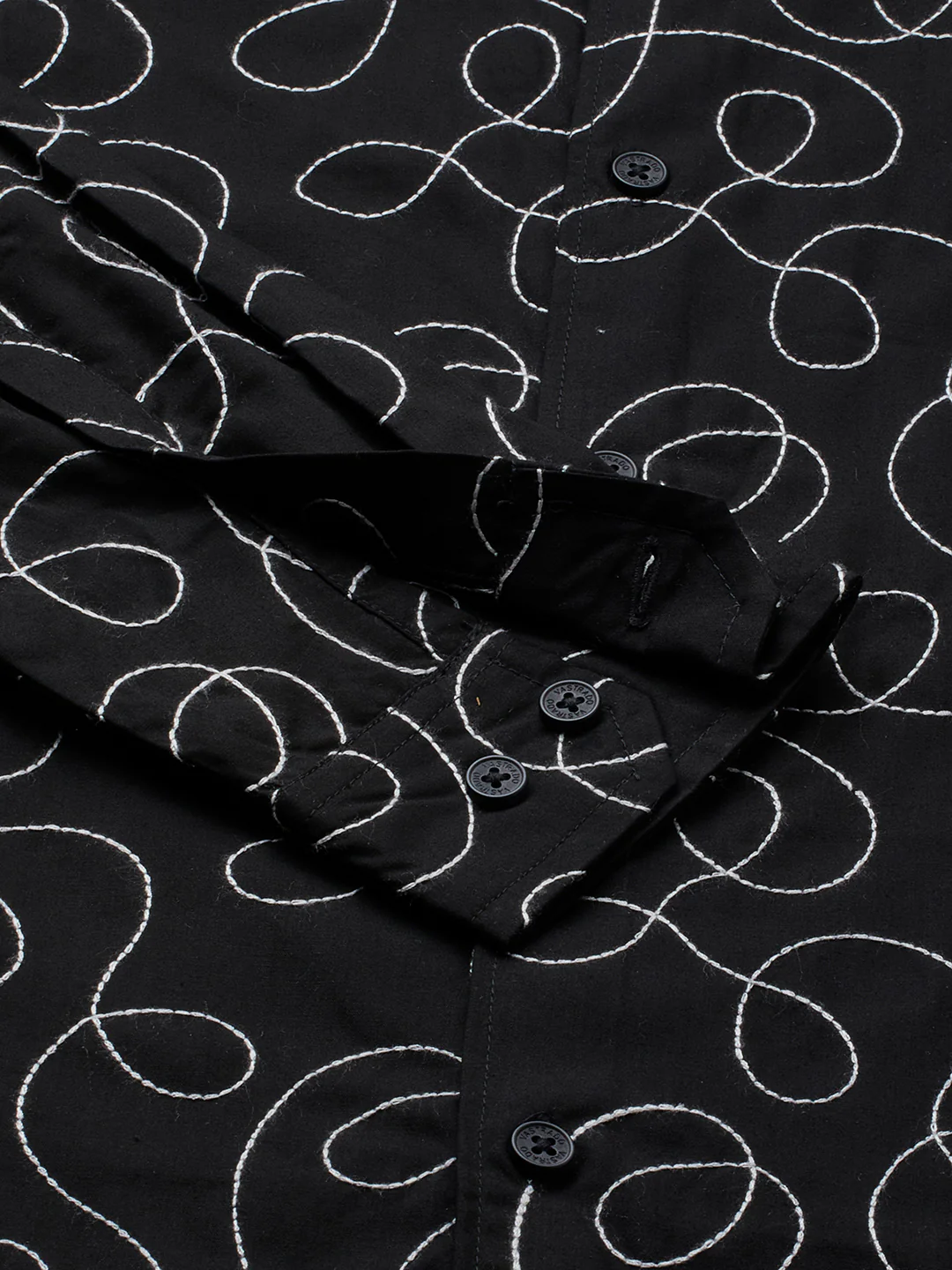 Premium Cotton Onyx Black Embroidered Shirt - Image 9