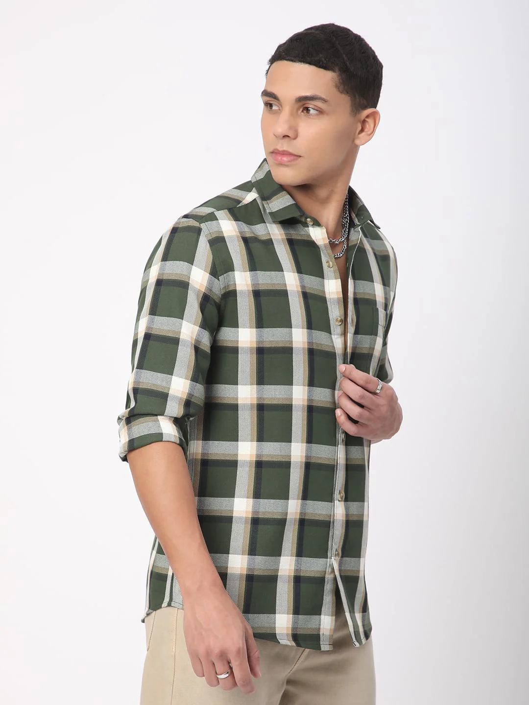 Premium Cotton Opulent Tartanique Green Checkered Shirt - Image 6