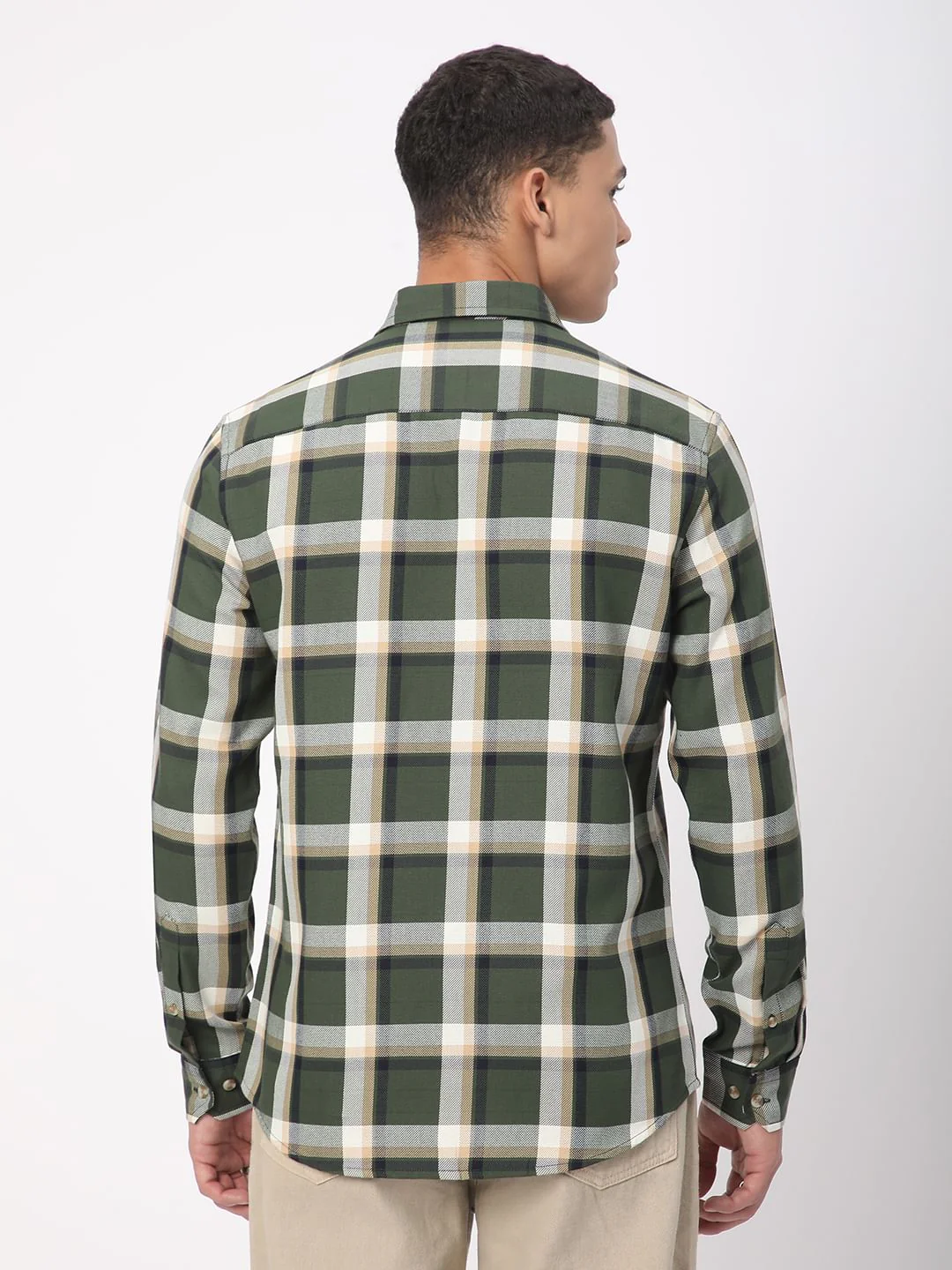Premium Cotton Opulent Tartanique Green Checkered Shirt - Image 7