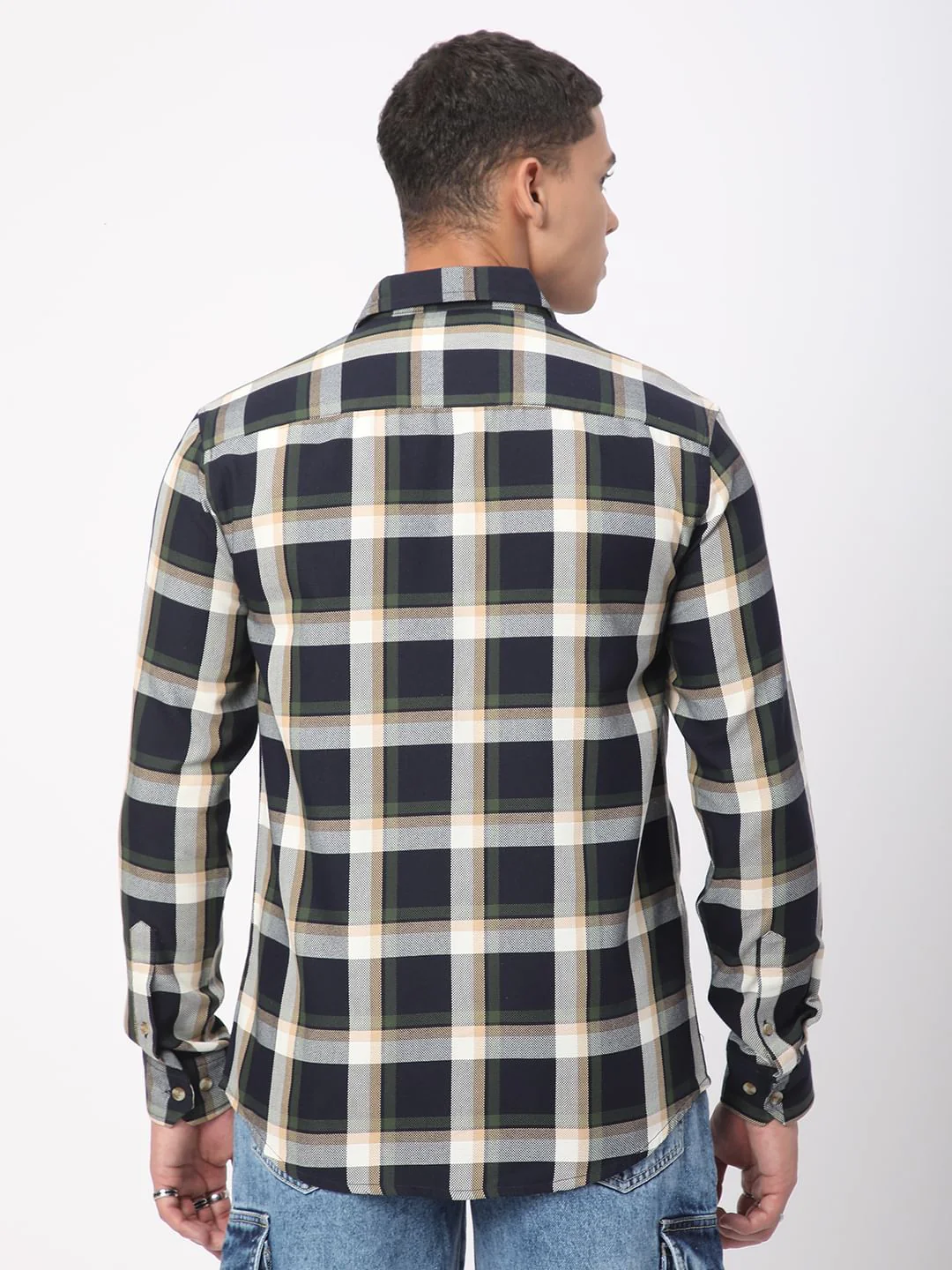 Premium Cotton Opulent Tartanique Navy Checkered Shirt - Image 6