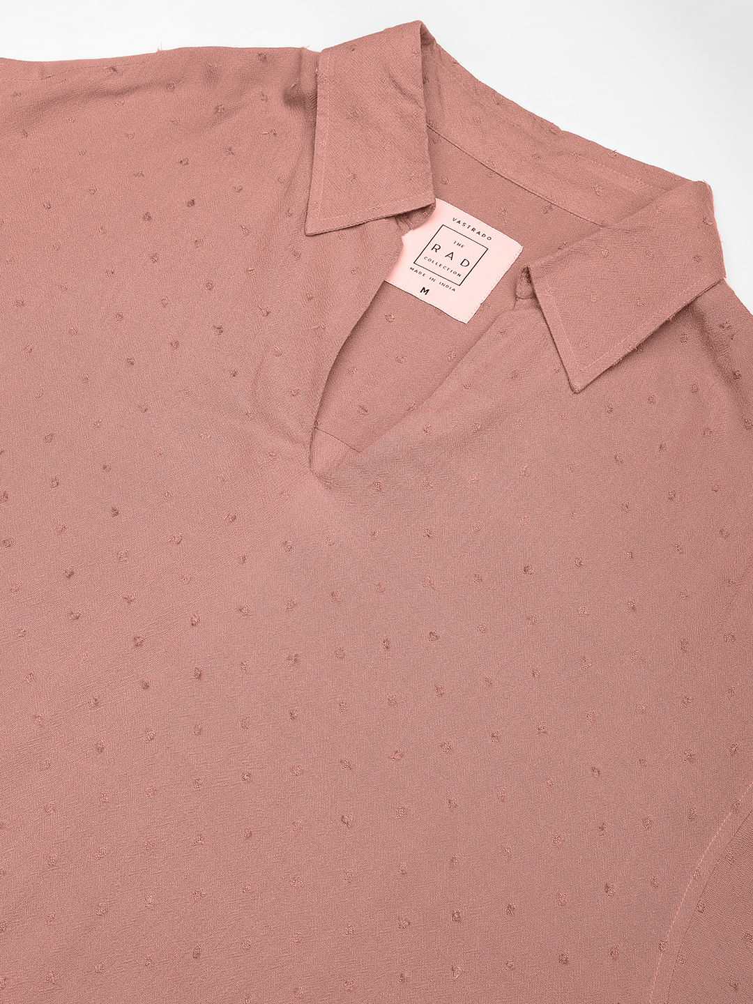 Premium Cotton Peach Ditsy Dobby Oversized Polo Shirt - Image 3
