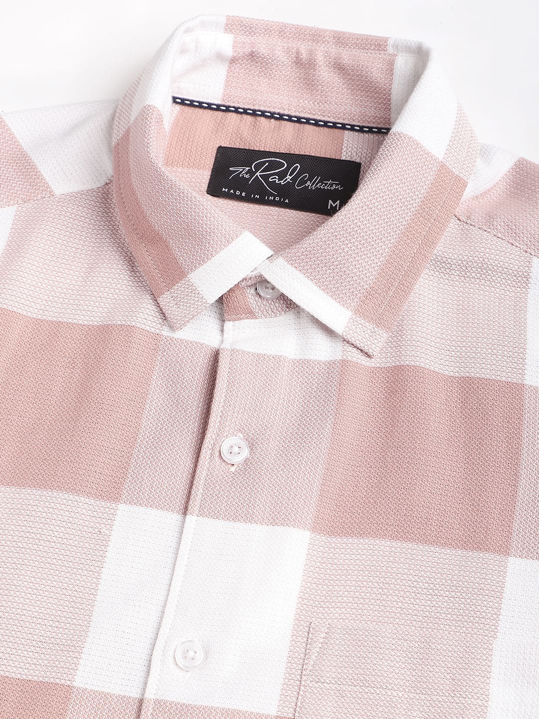 Premium Cotton Rose Pink & White Tartan Checkered Shirt - Image 3