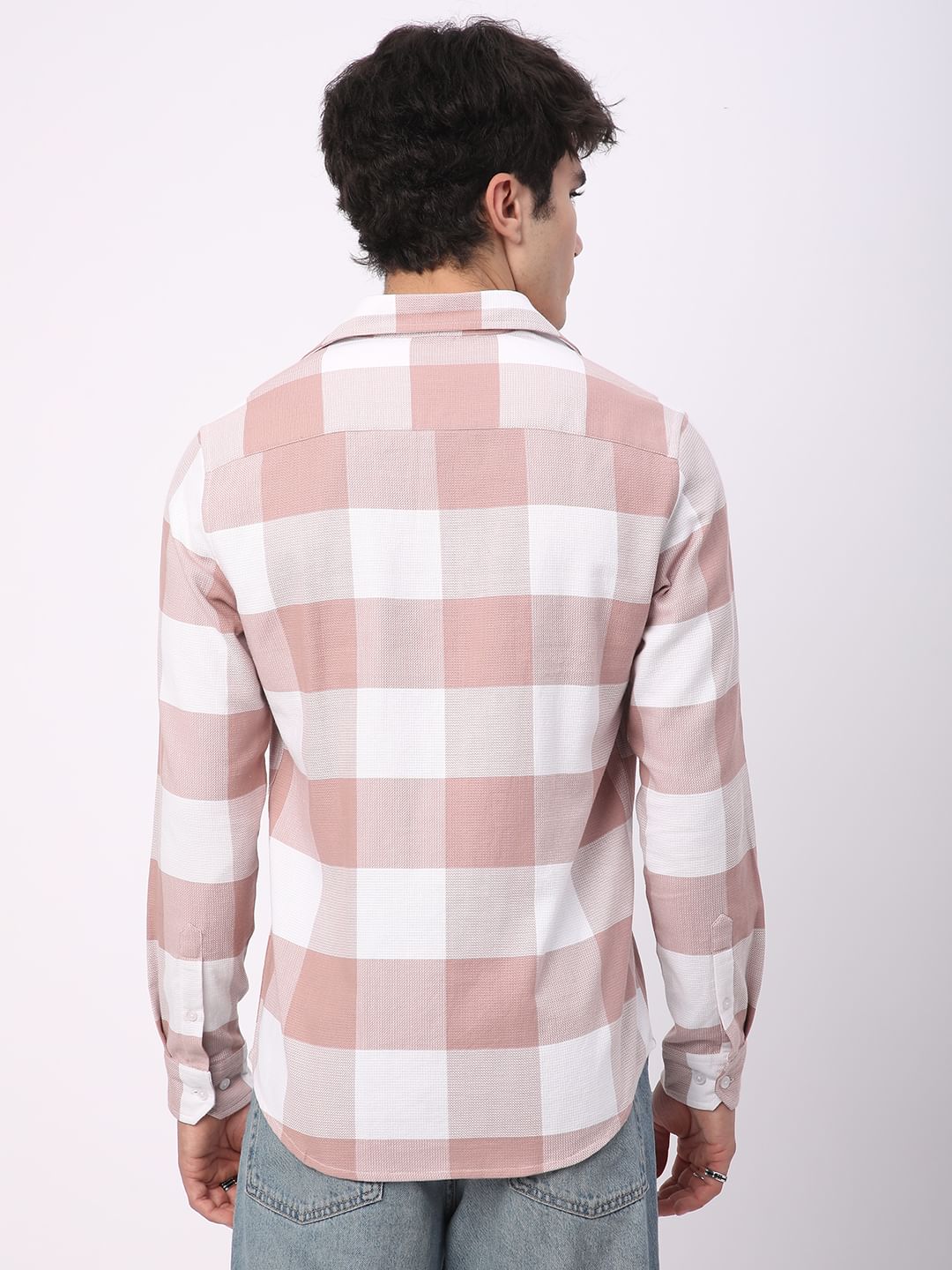 Premium Cotton Rose Pink & White Tartan Checkered Shirt - Image 7
