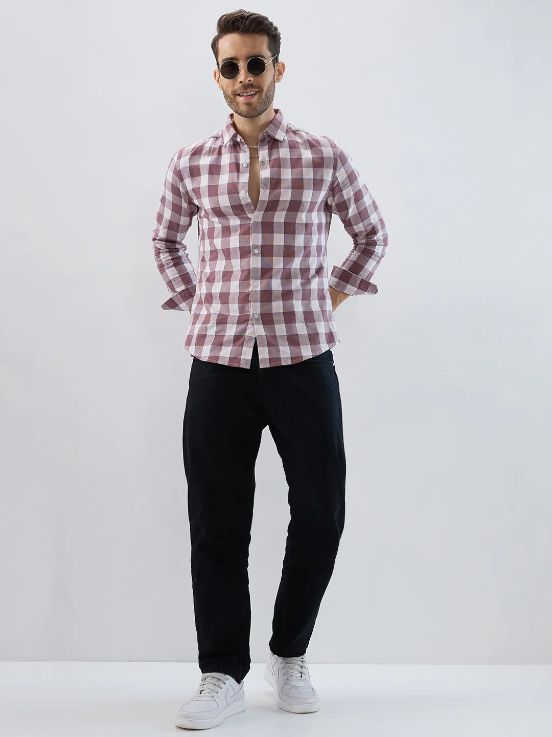 Premium Cotton Rosewood Pink Box Checked Shirt - Image 8