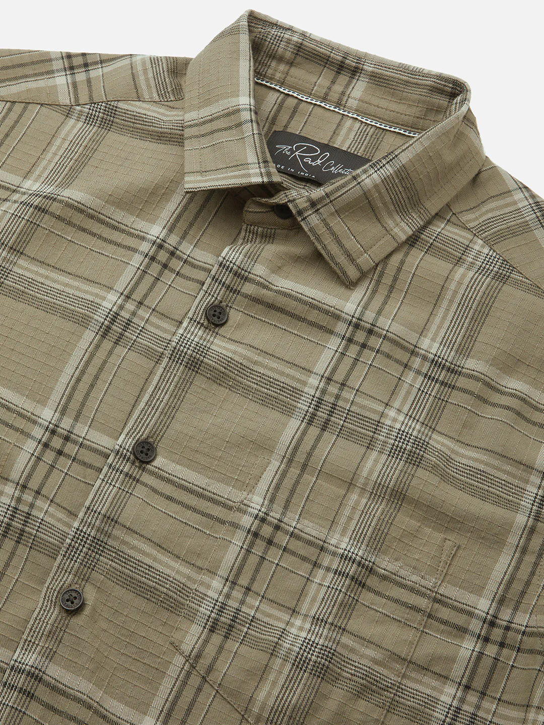 Premium Cotton Spiffy Olive & Black Tartan Checks Shirt - Image 3