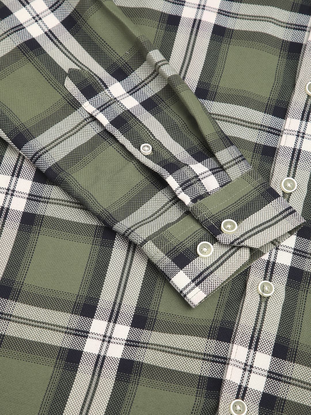 Premium Cotton Timeless Broad Square Olive Checks Shirt - Image 10