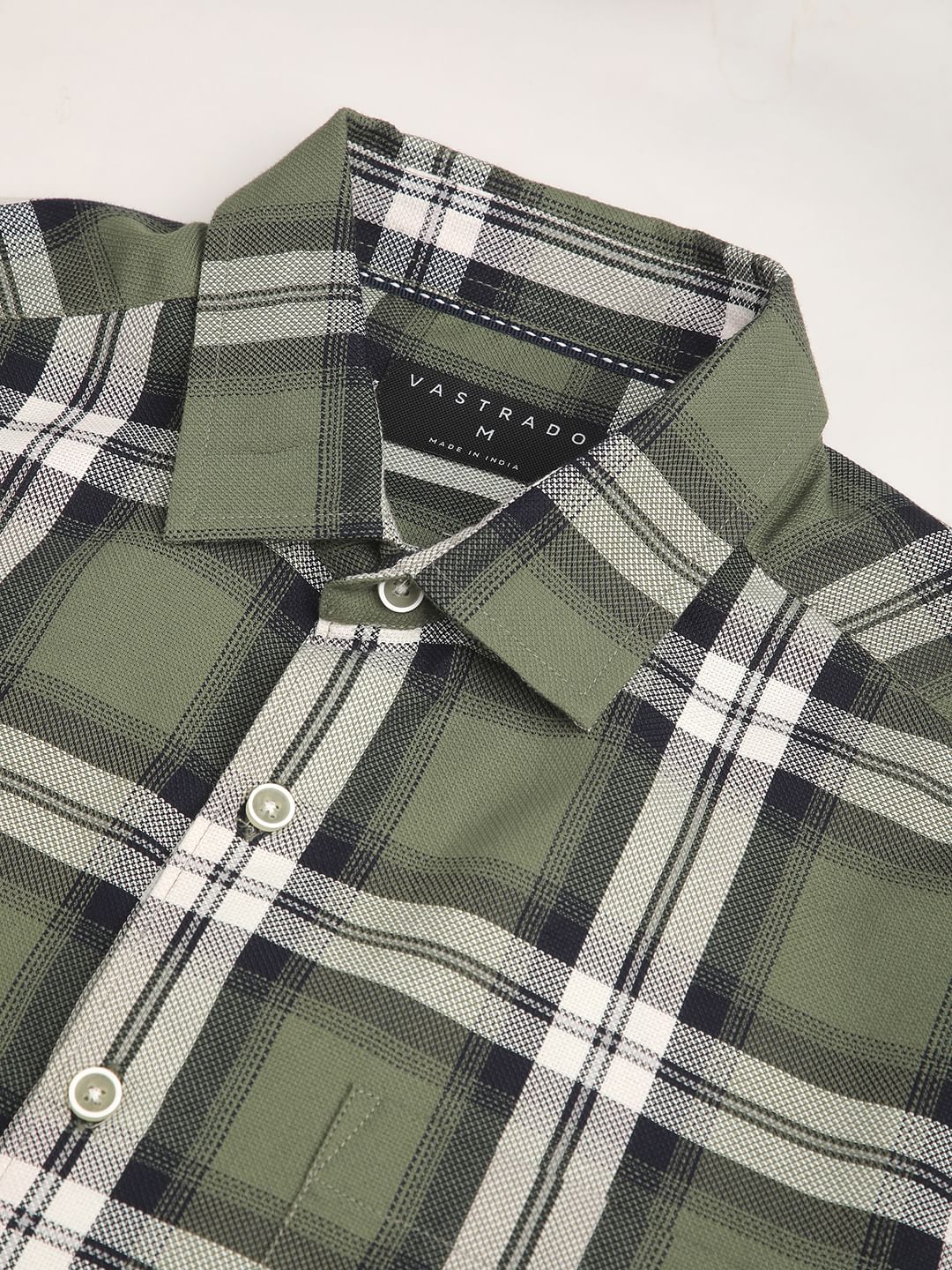 Premium Cotton Timeless Broad Square Olive Checks Shirt - Image 4