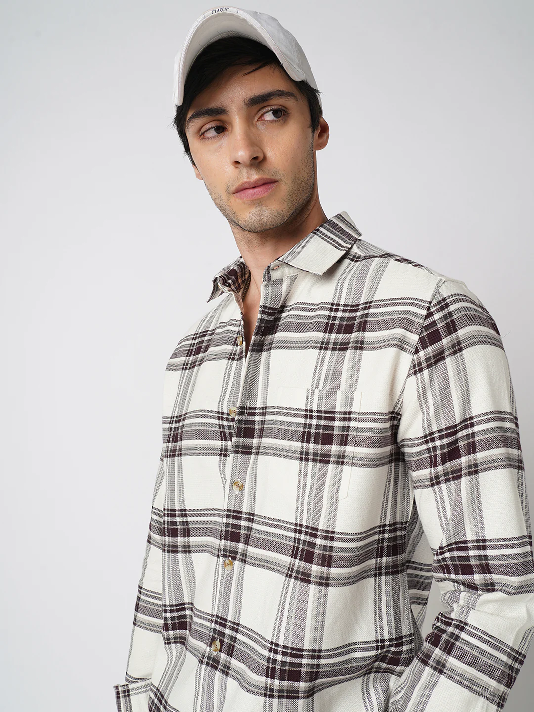 Premium Cotton Timeless White & Maroon Broad Checkered Shirt - Image 2