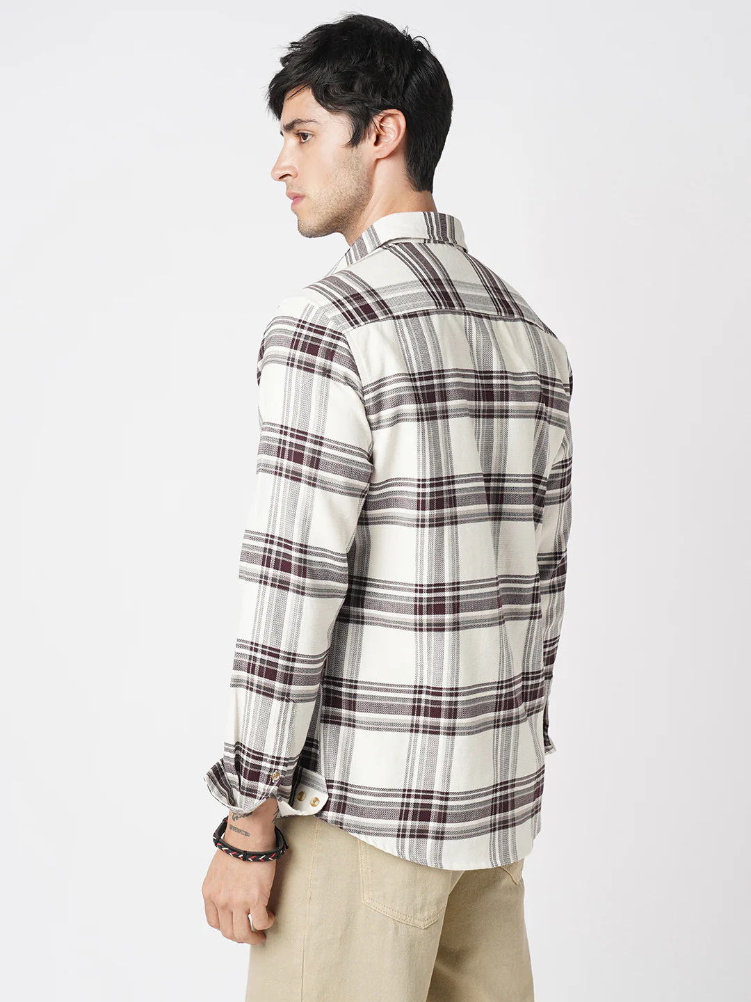 Premium Cotton Timeless White & Maroon Broad Checkered Shirt - Image 6