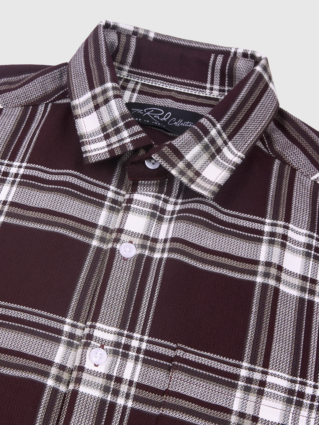 Premium Cotton Vintage Deep Wine Plaid Checks Shirt - Image 3