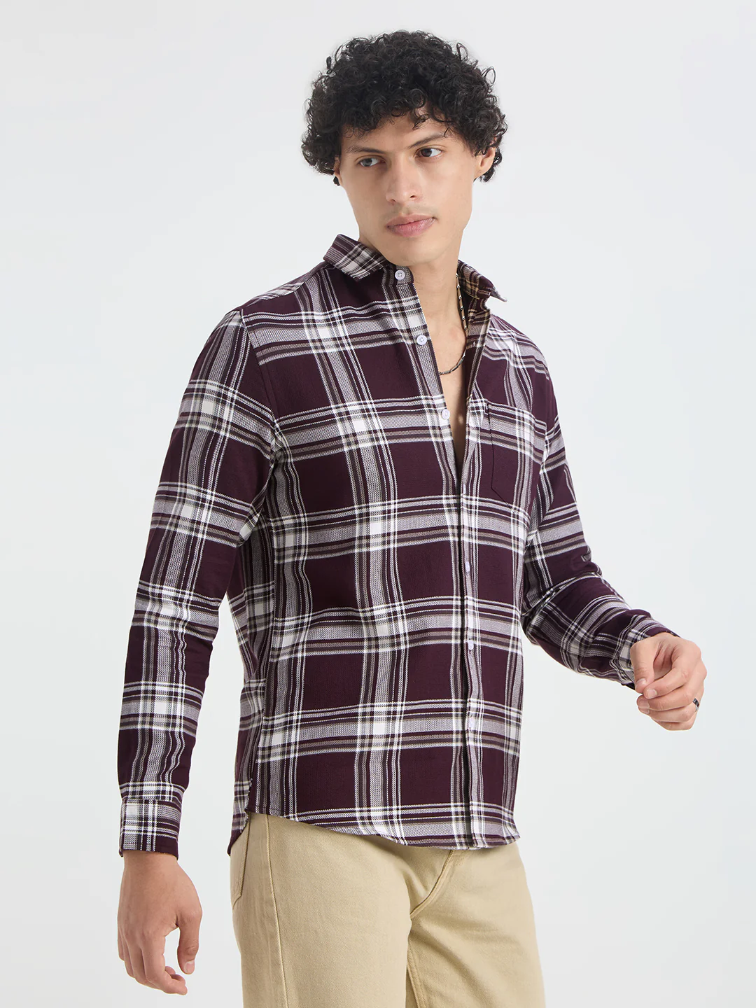 Premium Cotton Vintage Deep Wine Plaid Checks Shirt - Image 6