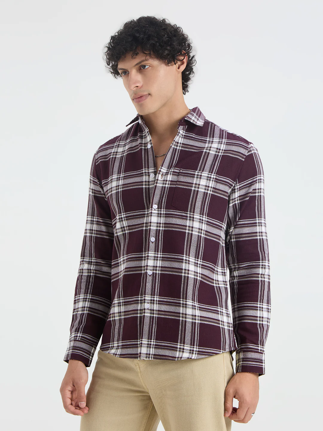 Premium Cotton Vintage Deep Wine Plaid Checks Shirt - Image 7