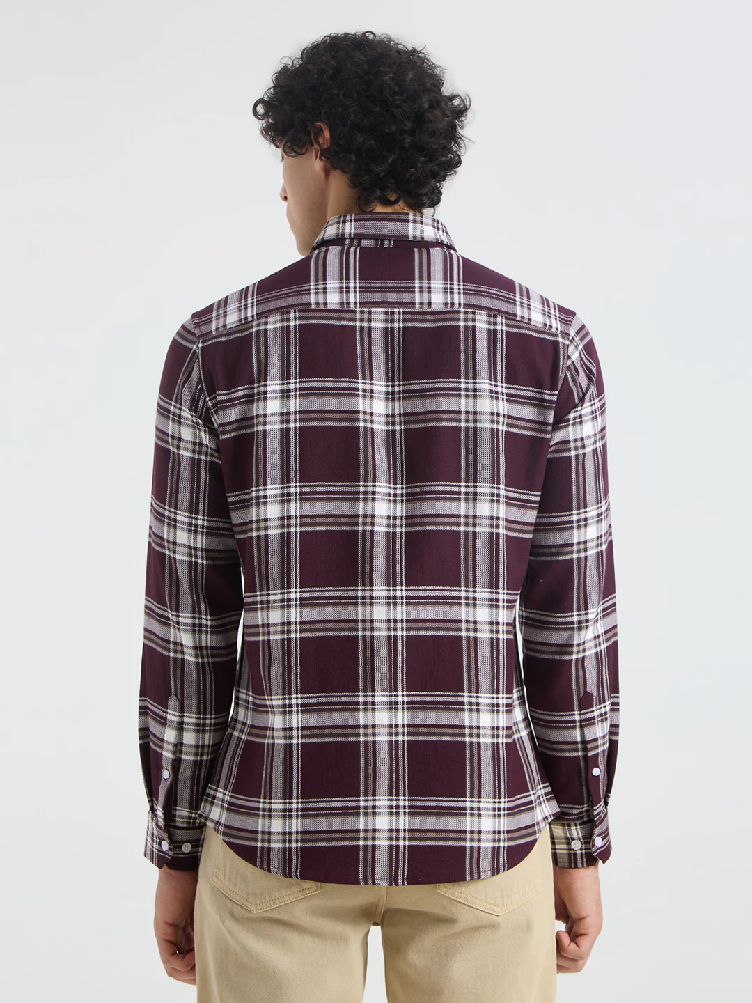 Premium Cotton Vintage Deep Wine Plaid Checks Shirt - Image 8