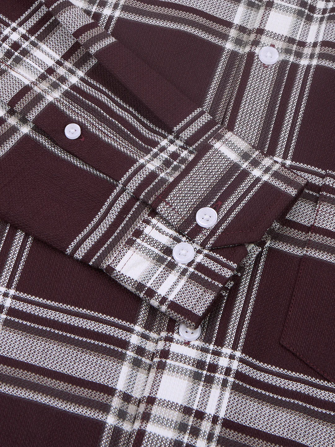 Premium Cotton Vintage Deep Wine Plaid Checks Shirt - Image 9