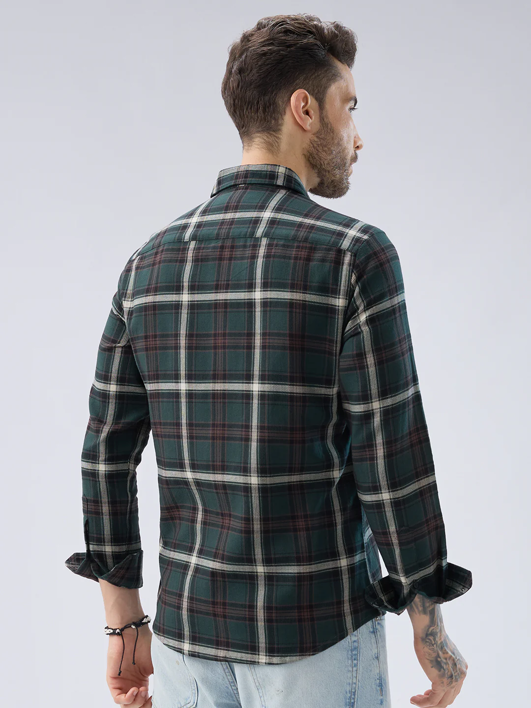 Premium Cotton Vintage Emerald Green Plaid Checks Shirt - Image 7