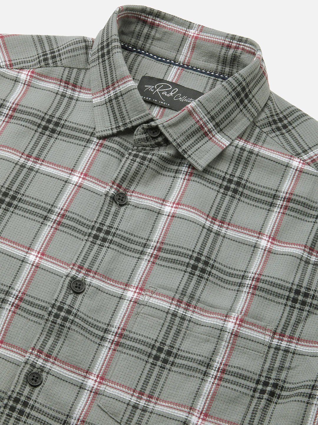 Premium Cotton Warm Grey Tartan Checks Shirt - Image 3