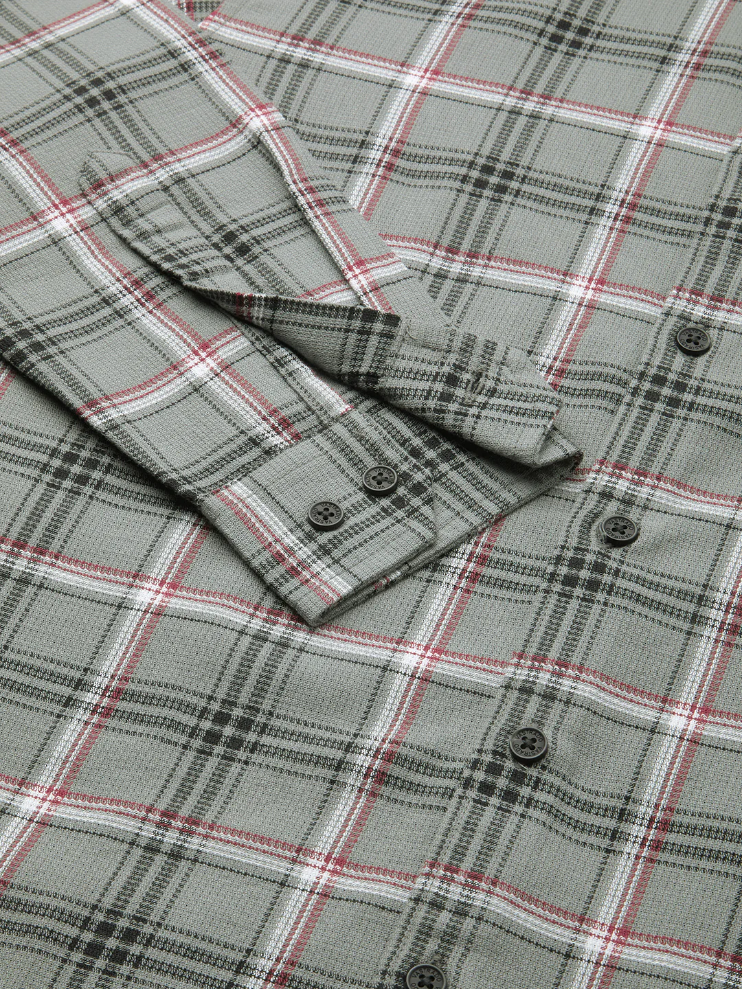 Premium Cotton Warm Grey Tartan Checks Shirt - Image 9
