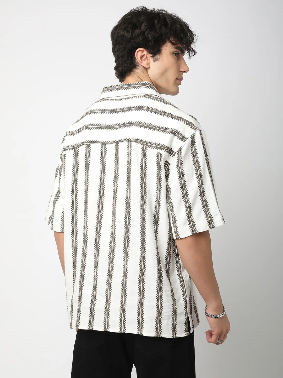 Premium Cotton White & Olive Embroidered Oversized Polo Shirt - Image 6