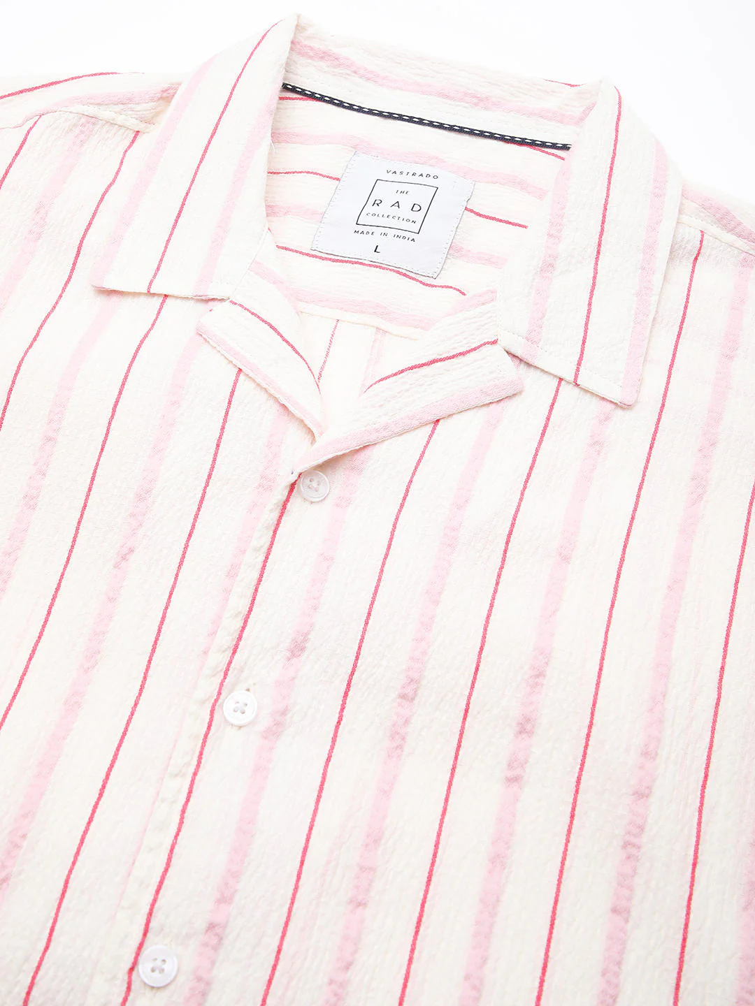 Premium Cotton White & Pink Dobby Striped Oversized Shirt - Image 8