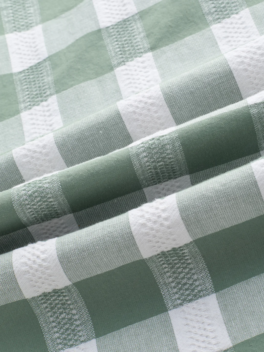 Premium Dusty Seafoam Green Textured Checks Kurta - Image 3