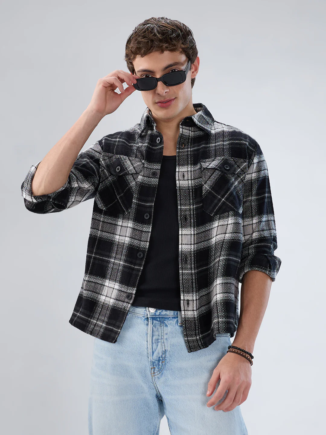 Premium Emerald Black Checks Twin Pocket Flannel Shirt - Image 4
