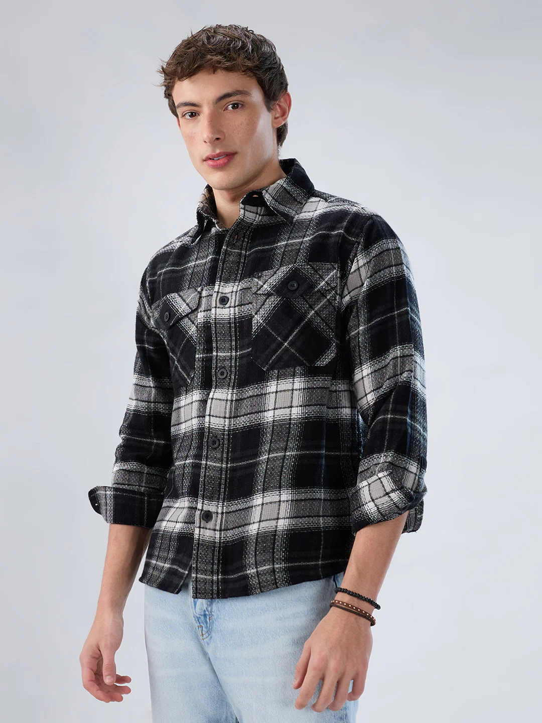 Premium Emerald Black Checks Twin Pocket Flannel Shirt - Image 6