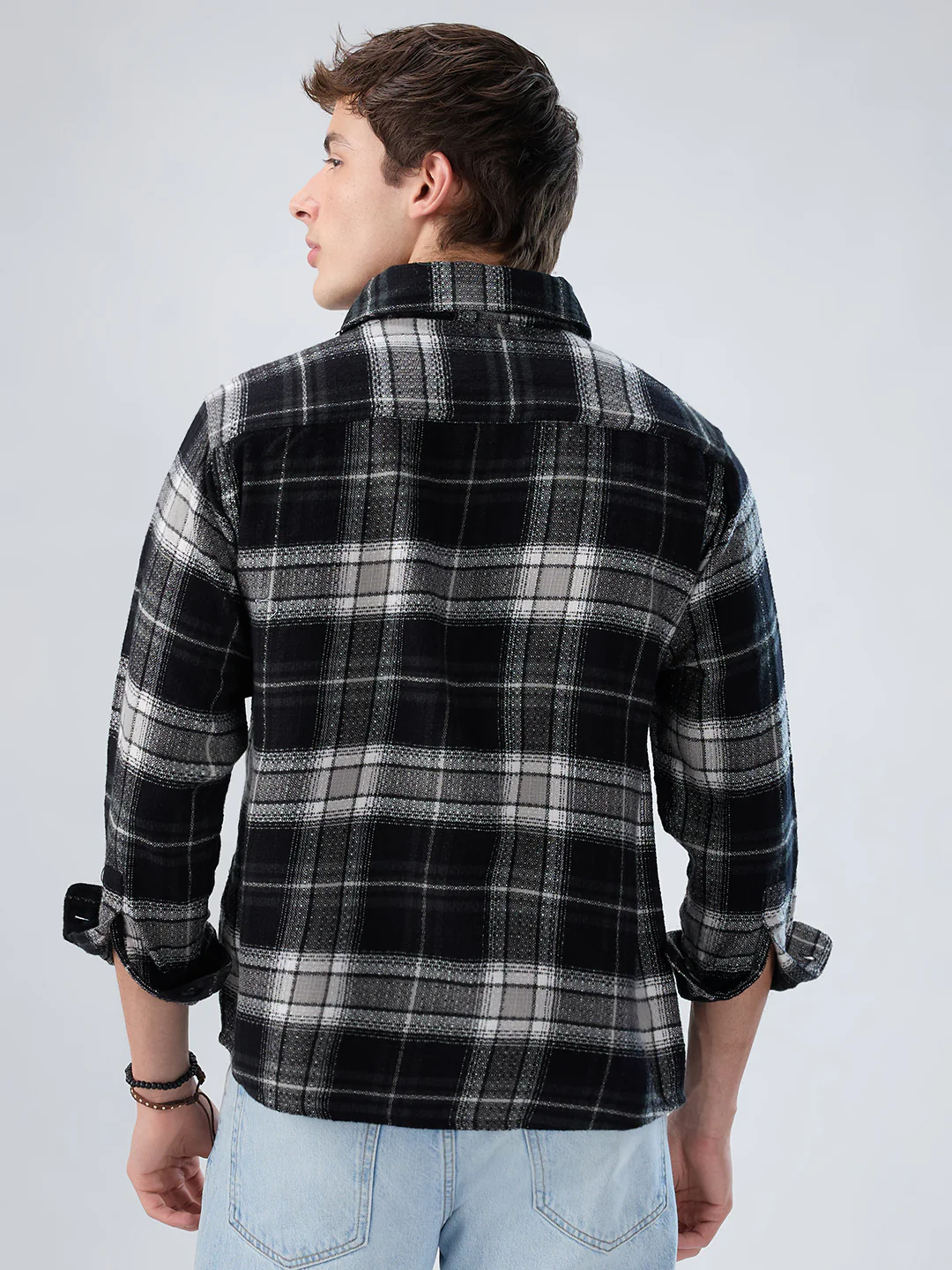 Premium Emerald Black Checks Twin Pocket Flannel Shirt - Image 7