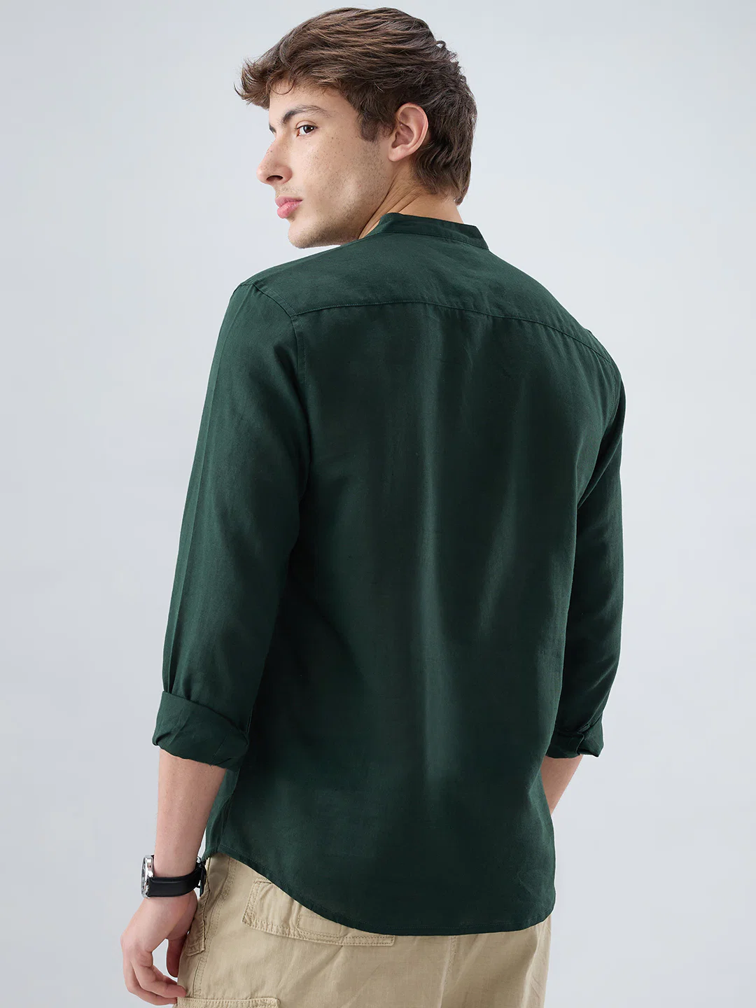 Premium Forest Green Linen Blend Kurta - Image 6