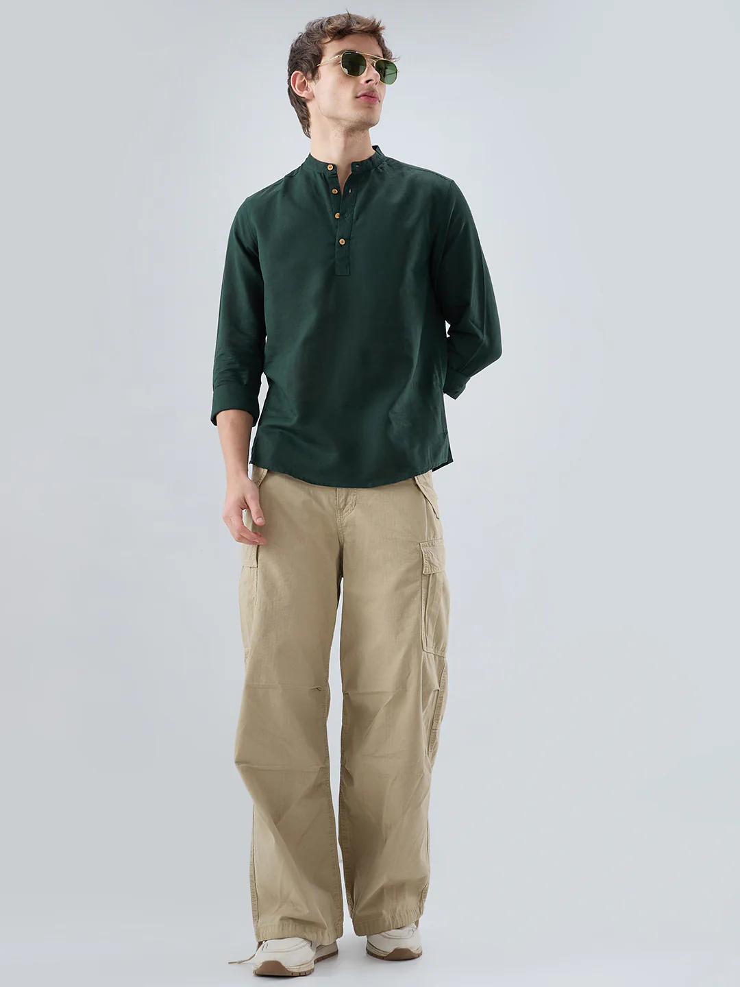 Premium Forest Green Linen Blend Kurta - Image 7