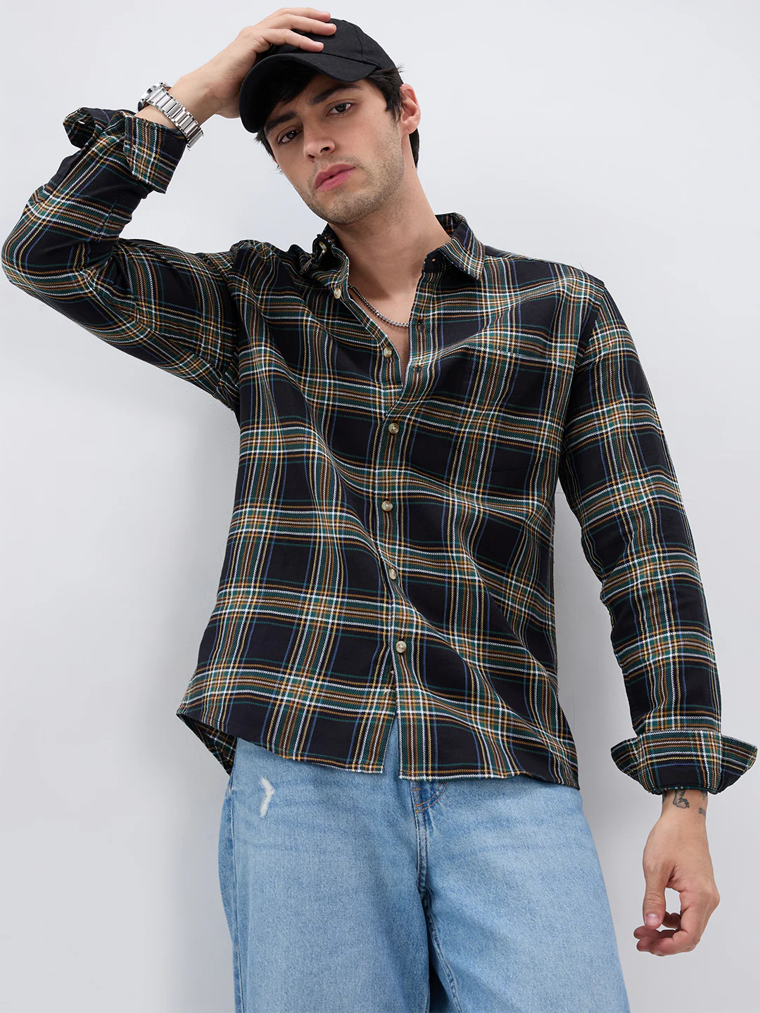 Premium Giza Cotton Multicolour Tartan Checked Shirt - Image 2