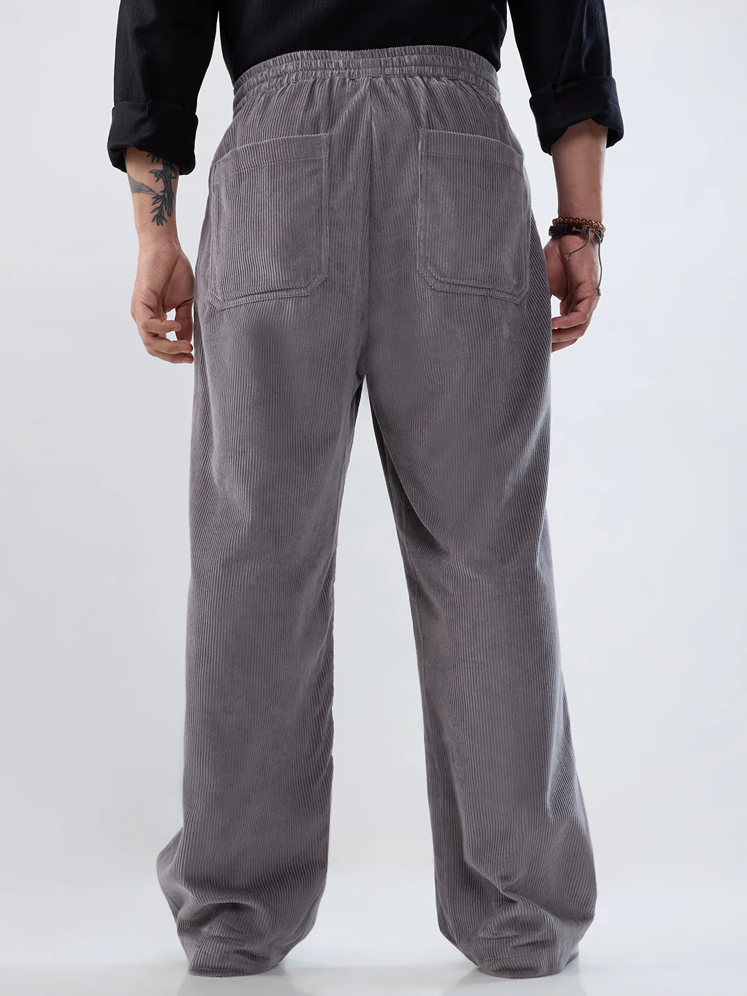 Premium Grey Corduroy Straight-Fit Trousers - Image 7