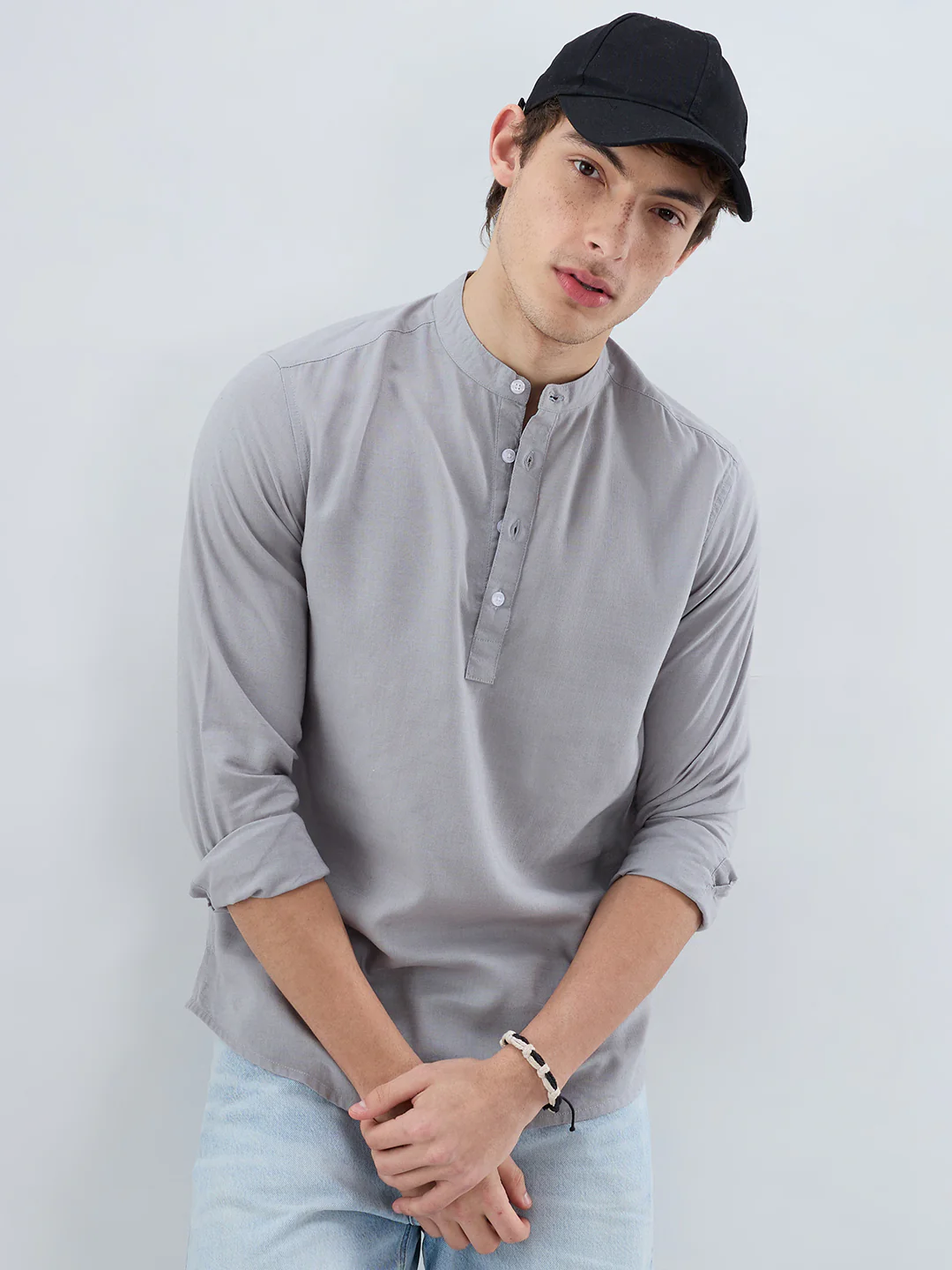 Premium Grey Linen Blend Kurta - Image 4