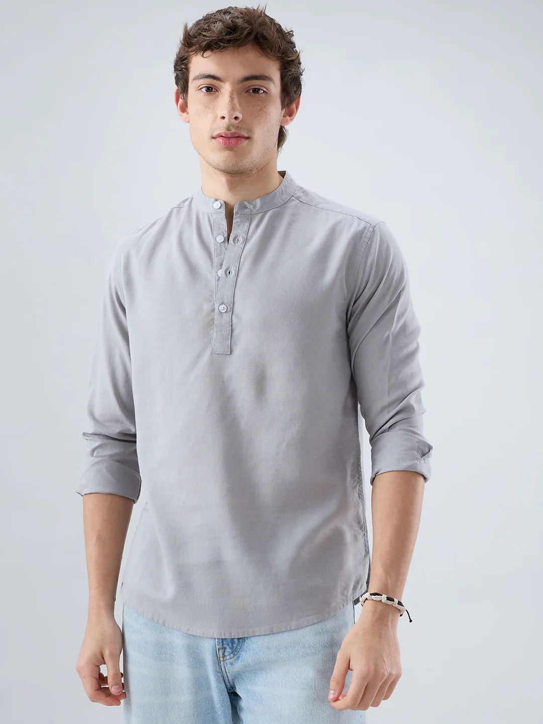 Premium Grey Linen Blend Kurta - Image 5
