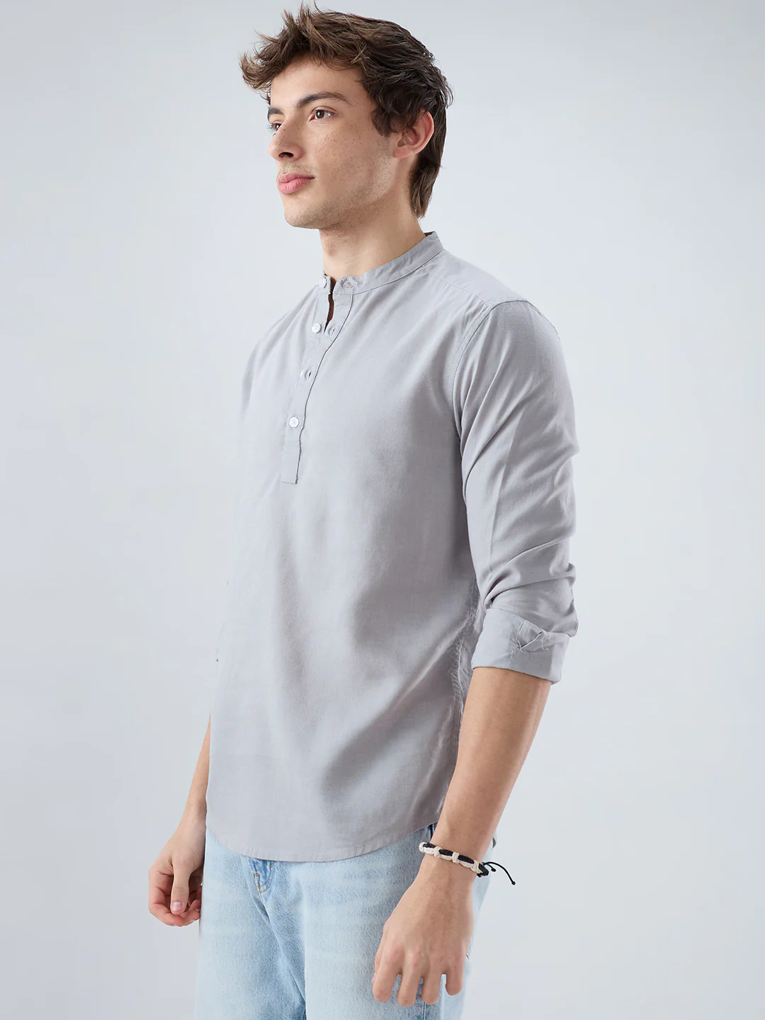 Premium Grey Linen Blend Kurta - Image 6