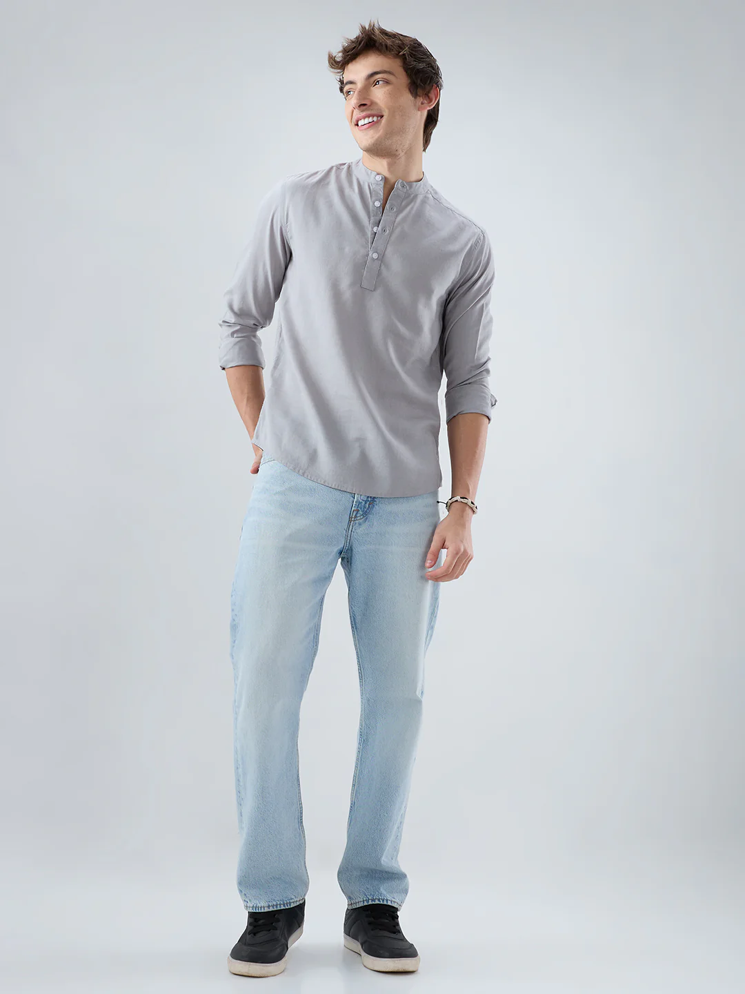 Premium Grey Linen Blend Kurta - Image 8