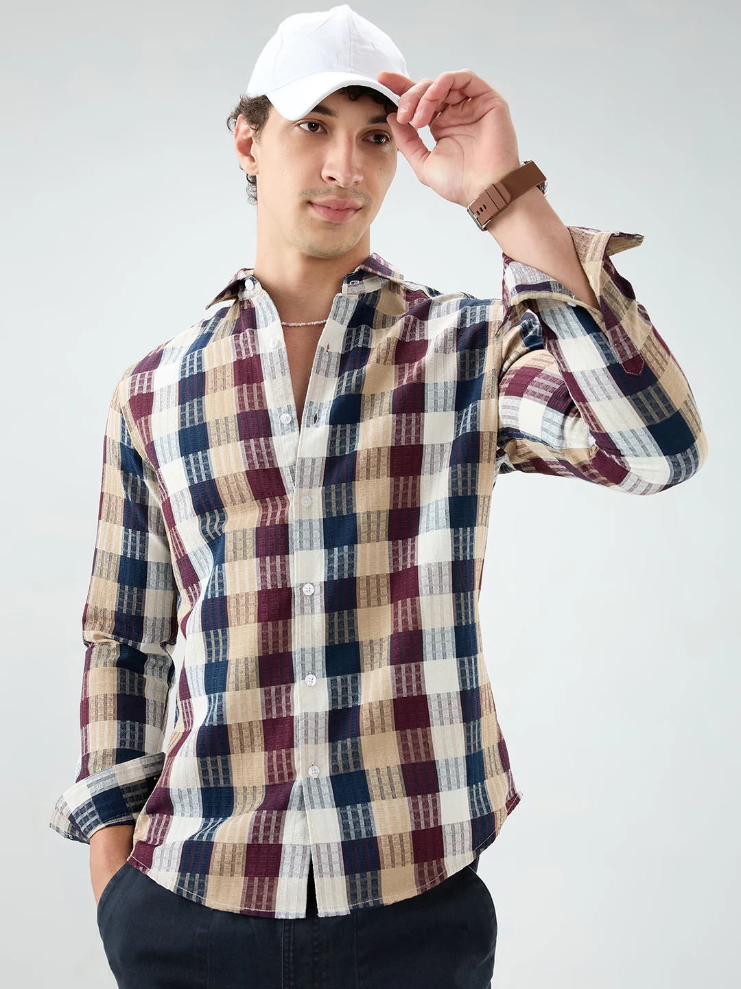 Premium Multicolor Block Checks Soft Textured Shirt - Image 2