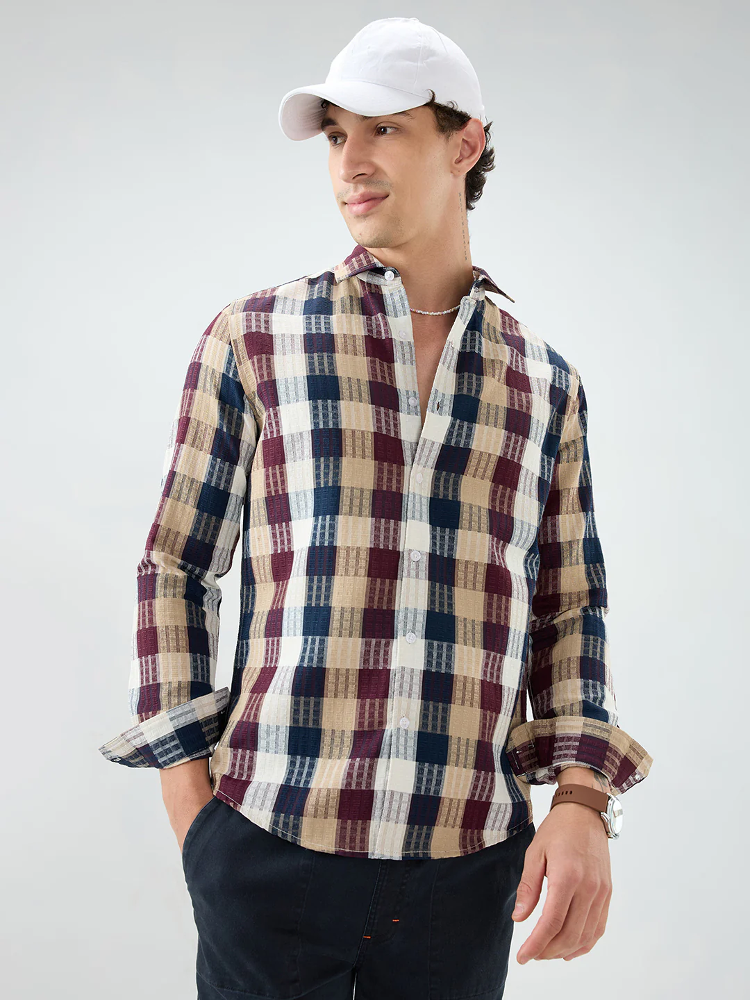 Premium Multicolor Block Checks Soft Textured Shirt - Image 4